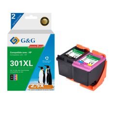 Cartouche remanufacturée HP 301XL - Pack de 2 - noir, cyan, magenta, jaune - G&G