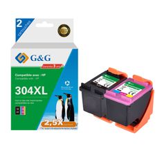 Cartouche remanufacturée HP 304XL - Pack de 2 - noir, cyan, magenta, jaune - G&G
