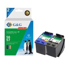 Cartouche remanufacturée HP 56/57 - Pack de 2 - noir, cyan, magenta, jaune - G&G