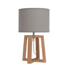 Lampe de Bureau BEKER - bois et tissu gris
