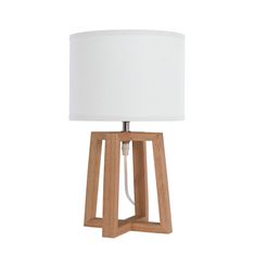 Lampe de Bureau BEKER - bois et tissu blanc