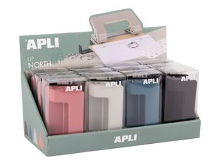APLI Up North - Perforadora - 12 hojas - azul real, gris, negro, rosa (paquete de 12)