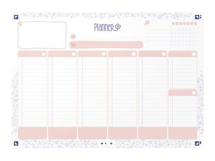 Oxford Floral - Semainier - de bureau - semainier - 60 feuilles - 7 colonnes - A4 (210 x 297 mm) - paysage - non daté