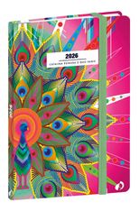 Agenda Année Civile - AFFAIRES FR - Couverture Catalina Estrada avec élastique - - Paon - 10x15 cm  - Semainier - 13 mois de décembre à décembre - Quo Vadis