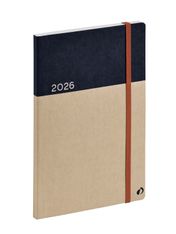 Agenda Année Civile - AFFAIRES RECYCLÉ Multilingue - Couverture Arrakis avec élastique - Bleu/sable - 10x15 cm  Semainier - 13 mois de décembre à décembre - Quo Vadis