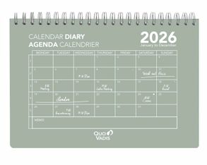 CALENDAR DIARY Multilingue - Couverture Oslo translucide - calendar vert - 16x24 cm - Mensuel - 12 mois de de janvier à décembre - Quo Vadis