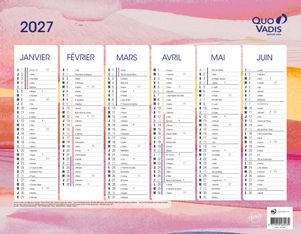 Quo Vadis - Calendrier éphéméride - Français - Fantaisie - Iconique - 12 mois de janvier à décembre - 27x21 cm - Papier Clairefontaine blanc - Fabrication française