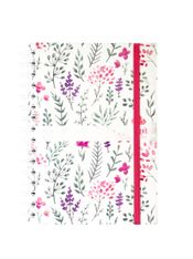 Agenda à élastique Oxford Flowers - 1 semaine sur 2 pages - 15 x 21  cm - Décor Herbier - Hamelin