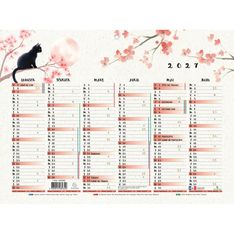 Calendrier illustré Sapporo - 6 mois par face - 29,5 x 22 cm - Exacompta