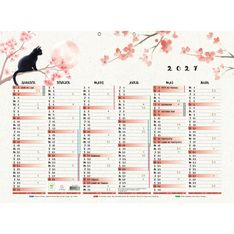 Calendrier illustré Sapporo - 6 mois par face - 55 x 40,5 cm - Exacompta