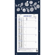 Calendrier mensuel avec feuillets détachables 15,5 x 28,5 cm sur plaque décors Végétal 19 x 41 cm  - disponible dans différentes couleurs - Exacompta