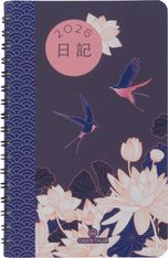 Agenda de poche spiralé Tokyo - 1 semaine sur 2 pages - 10 x 15 cm - fleurs - Oberthur