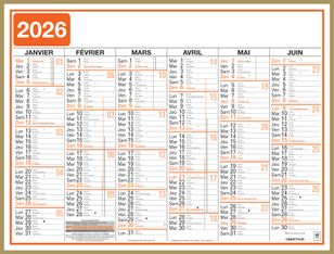 Oberthur Classique - Planificateur - fixation murale - 2015 - visualisation de 6 mois - 430 x 335 mm - daté