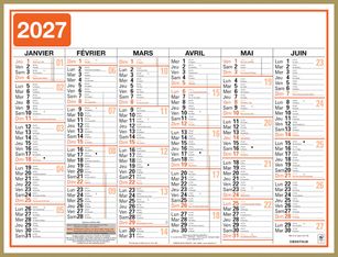 Oberthur Classique - Planificateur - fixation murale - visualisation de 6 mois - 420 x 320 mm - daté