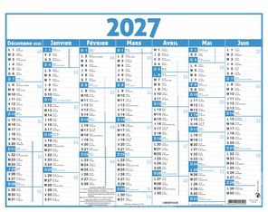 Calendrier Classique - 7 mois par face - 210 x 265 mm - bleu - Oberthur