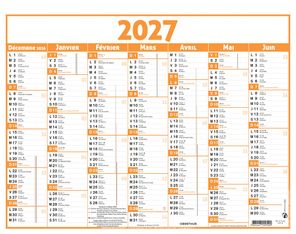 Calendrier Classique - 7 mois par face - 210 x 265 mm - orange - Oberthur