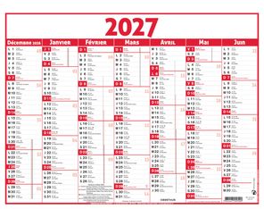 Calendrier Classique - 7 mois par face - 320 x 420 mm - rouge - Oberthur