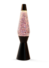 Lampe lave avec paillettes 10,2 x 40 cm - Base noire, liquide pailletté - Câble 160 cm avec prise européenne