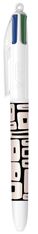 BIC 4 Couleurs Décors Square Stylo-Bille Rétractable et Rechargeable Pointe Moyenne (1,0 mm) 