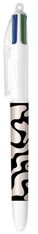 BIC 4 Couleurs Décors Waves Stylo-Bille Rétractable et Rechargeable Pointe Moyenne (1,0 mm) 