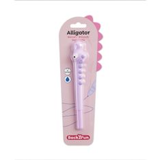 Stylo gel en forme de crocodile mauve Back2Fun -  papeterie fun pour enfants. 