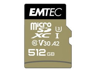 EMTEC SpeedIN' PRO - Carte mémoire flash (adaptateur SD inclus(e)) - 512 Go - A2 / Video Class V30 / UHS-I U3 / Class10 - 670x - microSDXC UHS-I