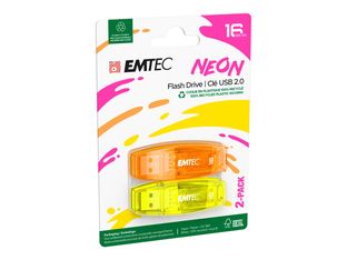 EMTEC C410 Neon - 2 clés USB - 16 Go - USB 3.2 - jaune et orange