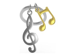 Metalmorphose - Porte-clés - clé de sol et note de musique dorée