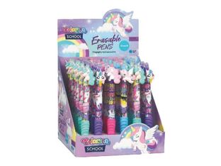 Colorino School - Stylo à bille effaçable licornes - encre gel - bleu - avec gomme