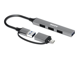 PORT Connect - Hub - USB-C/USB-A - 3 x USB 2.0 + 1 x SuperSpeed USB