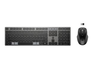 HP 725 - Ensemble clavier et souris - multi-appareils, rechargeable, alimenté par SuperCapacitor - full size - sans fil - 2.4 GHz, Bluetooth - Français - noir tombée de nuit - Smart Buy
