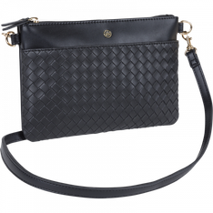 Oberthur Lisbonne - Sac Bandoulière Noir – Élégant en Mix-Matière Tressé/Lisse, Poche Avant Aimantée, Bandoulière Amovible