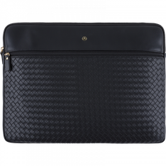 Oberthur Lisbonne - Housse Ordinateur 15,6'' Noir – Élégante et Protectrice, Mix-Matière Tressé/Lisse, Poche A4, Intérieur Mousse