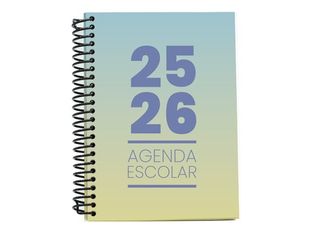 Mimbek - Agenda - 2025-2026 - página de día - encuadernado espiral - A5 (148 x 210 mm) - azul celeste - polipropileno (PP)