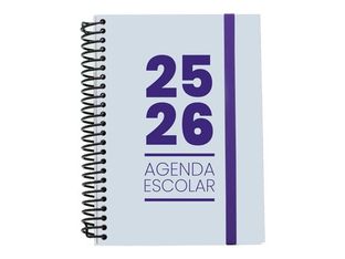Mimbek - Agenda - 2025-2026 - página de día - encuadernado espiral - A5 (148 x 210 mm) - azul claro - cartón