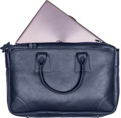 Quo Vadis - Sacoche large - Goya - Bleu - 42x28x9 cm - Cuir pleine fleur de vachette - 3 compartiment(s) - Avec bandoulière et poignée