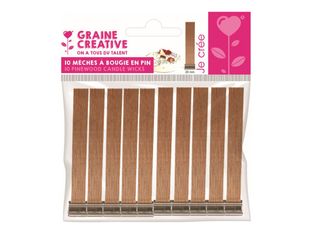 Graine Creative - Mèche de bougie - 20 x 130 mm - bois de pin (pack de 10)