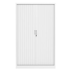 Armoire haute à rideaux - L120 x H198 x P43 cm - corps blanc/rideau blanc