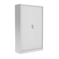 Armoire haute à rideaux - L120 x H198 x P43 cm - corps gris clair/rideau gris clair