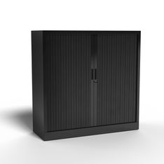 Armoire mi-haute à rideau - L120 x H105 x P43 cm - corps noir/rideau noir