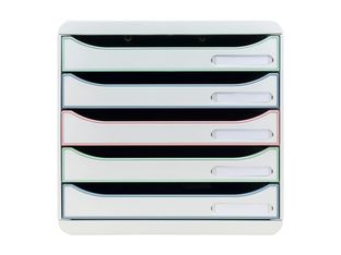 Exacompta AutentiK - Modulo de cajones - 6 cajones - para A4 (210 x 297 mm), A4 Plus, 240 x 320 mm - blanco, rosa caramelo, verde salvia, azul grisáceo