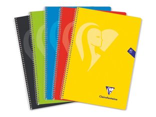 Clairefontaine MIMESYS - Cuaderno - encuadernado espiral - Folio - 80 hojas / 160 páginas - papel blanco - a rayas - tapas de colores surtidos - polipropileno (PP)