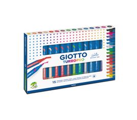 GIOTTO Turbo Pro - boite 15 feutres double pointe couleurs assorties