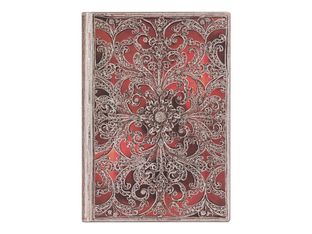 Paperblanks Silver Filigree Collection - Carnet de notes - Flexi - 120 x 175 mm - 88 feuilles / 176 pages - rouge