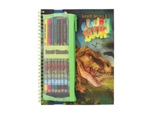 Dino World - livre à colorier (relié par spirale) - avec coloured pencils