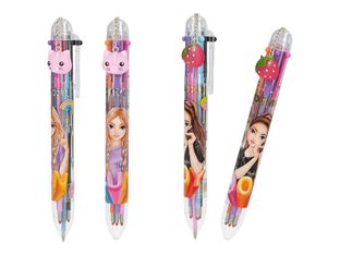 TOPModel - 6 crayons à bille de couleur - disponible en différents designs - noir, rouge, orange, pourpre, rose, bleu - encre gel - rétractable