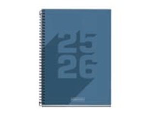Miquelrius School Basic Plus - Diario - 2025 - 2026 - vista de la semana - encuadernado espiral - 4° - 150 x 213 mm - marino - cartón recubierto de papel laminado