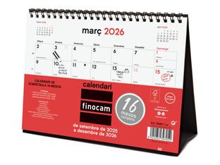 Finocam - Calendario de 16 meses - escritorio - 2025 - 2026 - neutral - un mes vista - S - 210 x 150 mm - fecha - Catalán
