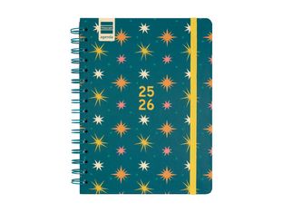 Finocam Cosmo - Agenda - 2025 - 2026 - semana vista - encuadernado de alambre - 4° - 155 x 212 mm - estrellas - cartón
