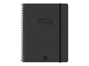 Finocam Ikon - Agenda - 2025 - 2026 - semana vista - encuadernado espiral - E10 - 155 x 212 mm - negro - polipropileno reciclado (PP)